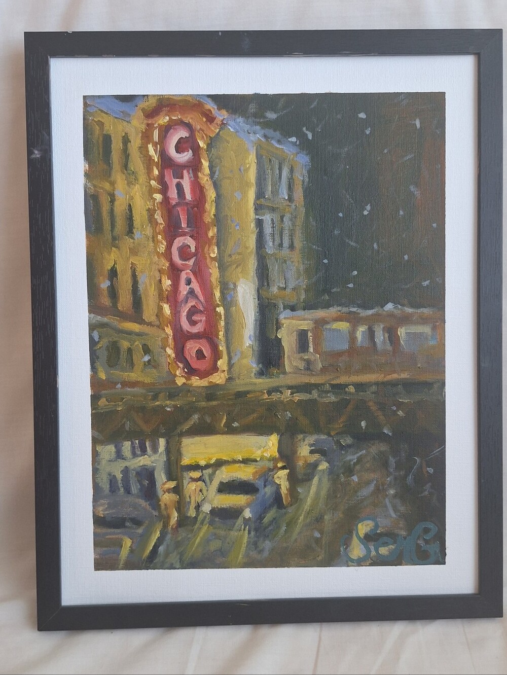 Painting chicago Print 11x14 framed